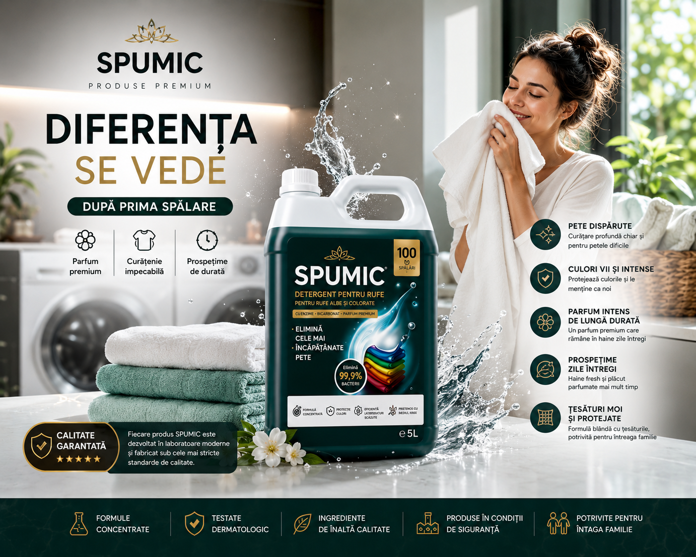 SPUMIC 3x5L Detergent GEL Profesional – 300+ Spălări Premium