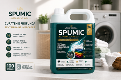 Detergent SPUMIC Gel Profesional 5L – Minim 100 Spălări | Curățare Premium & Parfum Intens