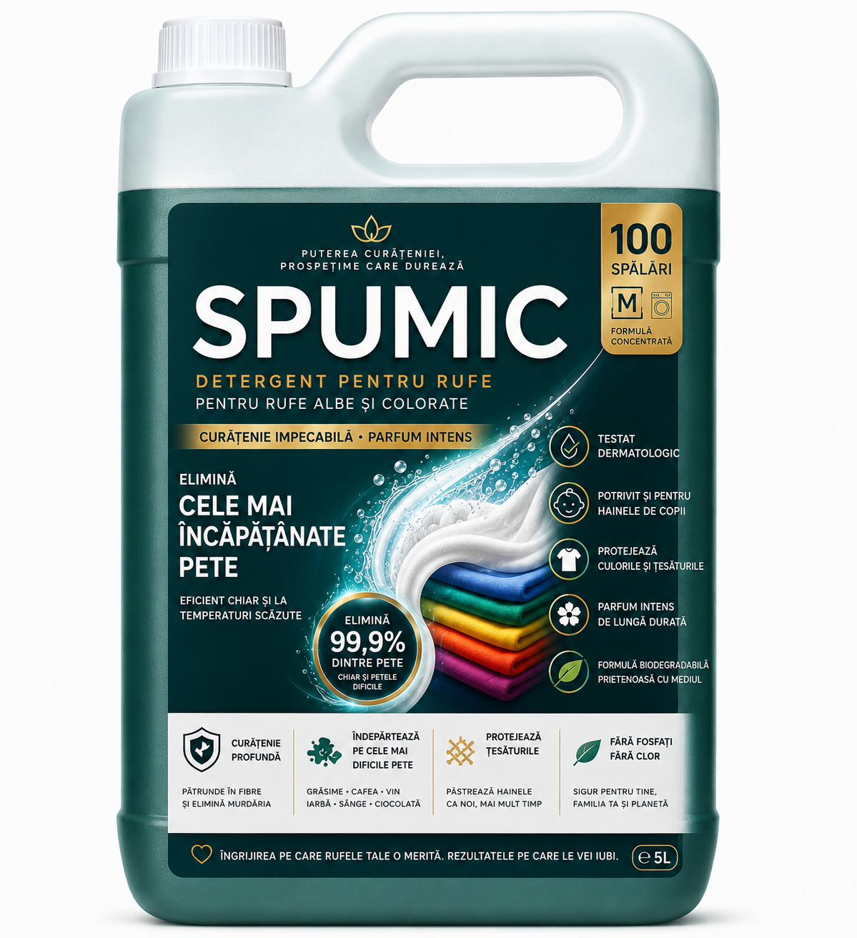 SPUMIC 3x5L Detergent GEL Profesional – 300+ Spălări Premium